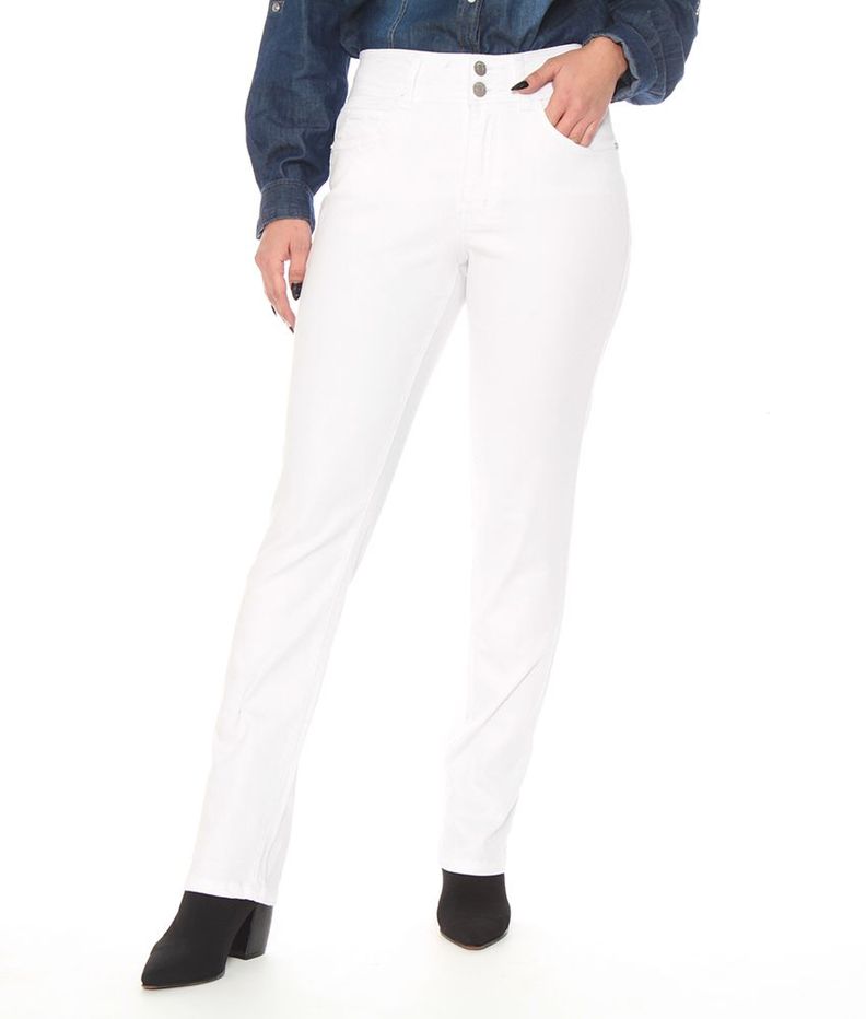 Pantalon Recto Tiro Alto Pretina Media 2 Botones Push Up-0