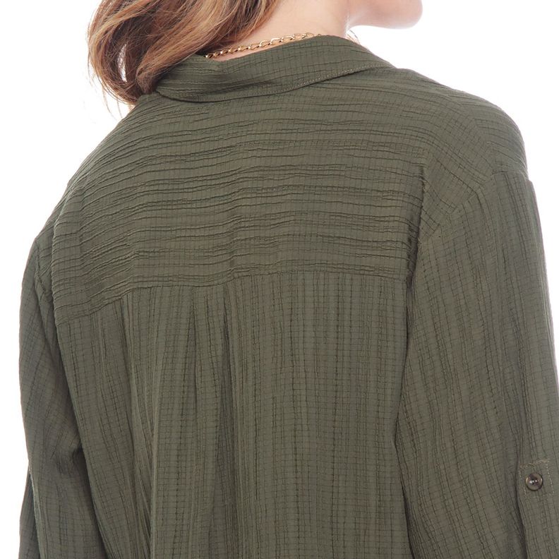 Blusa Manga Larga Abotonada En Delantero-6