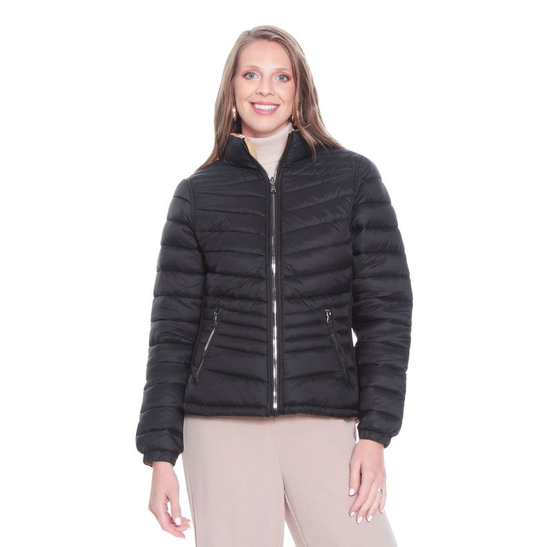 Parka Manga Larga Solida Reversible-0