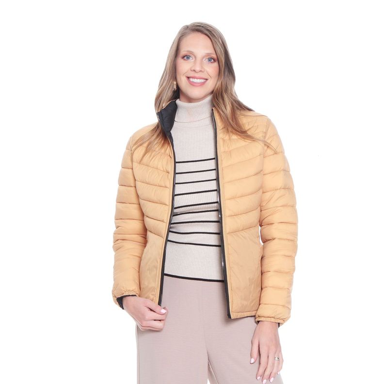 Parka Manga Larga Solida Reversible-9
