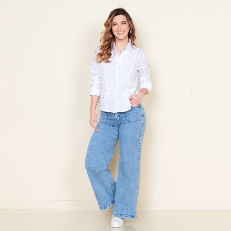 Blusa Abotonada Manga Larga Schiffli-3