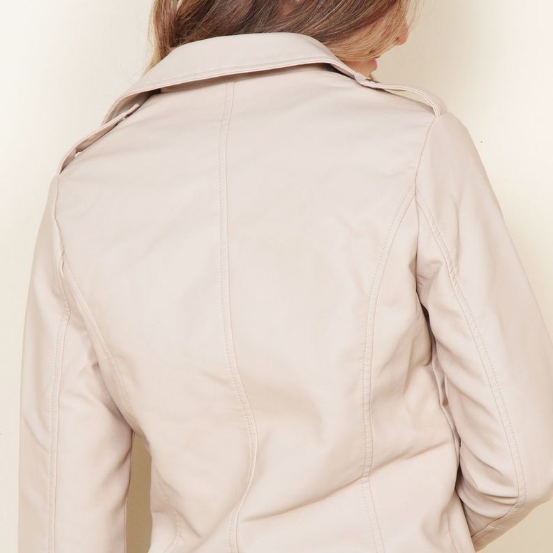 Chaqueta Manga Larga Cuero Ecologico Con Cierre-1