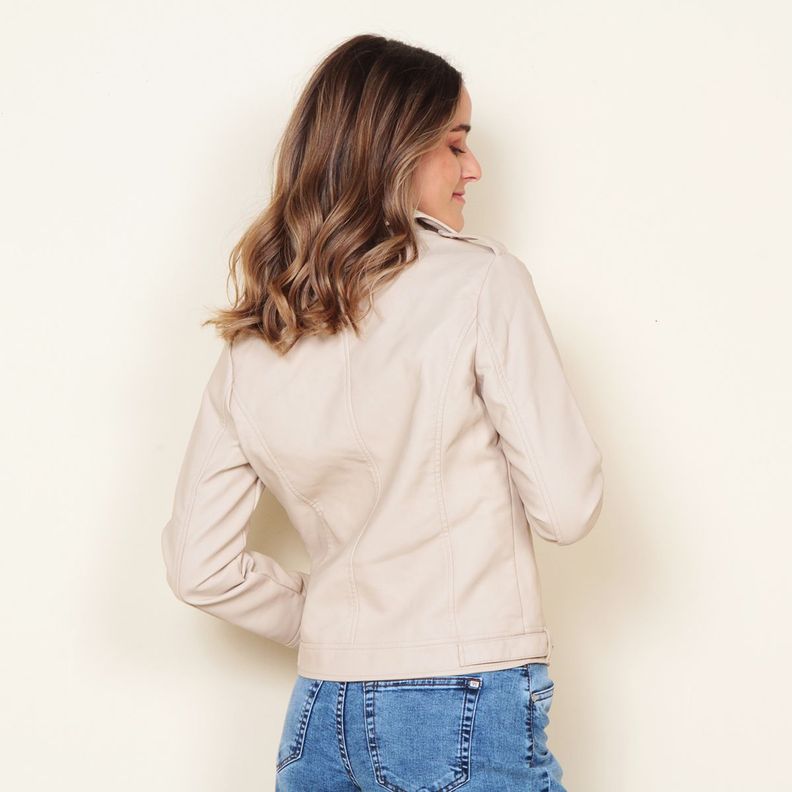 Chaqueta Manga Larga Cuero Ecologico Con Cierre-6