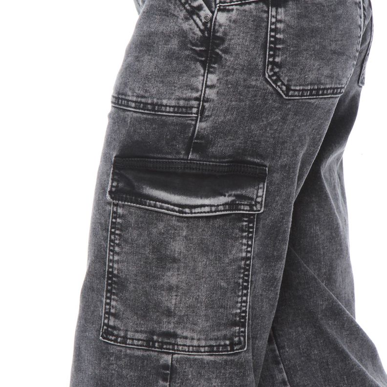 Jeans Recto, Cargo Tiro Alto , Pretina Un Boton Push Up-3