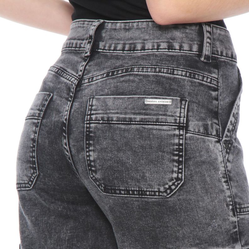 Jeans Recto, Cargo Tiro Alto , Pretina Un Boton Push Up-6