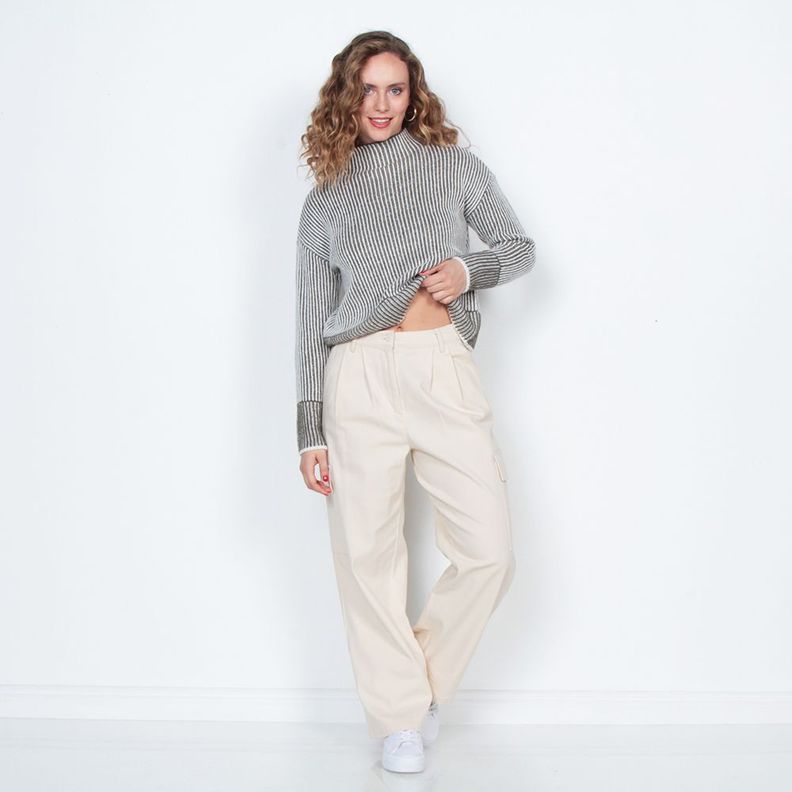 Pantalon Cargo Tiro Alto Pretina Basica 1 Boton-4