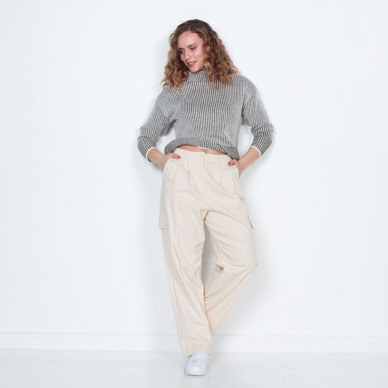 Pantalon Cargo Tiro Alto Pretina Basica 1 Boton-5