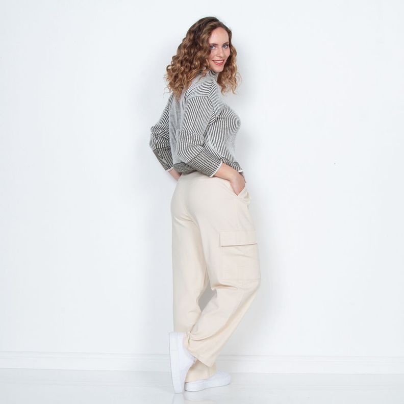 Pantalon Cargo Tiro Alto Pretina Basica 1 Boton-7