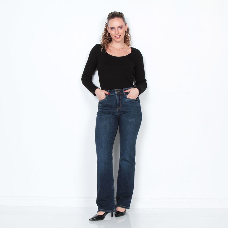 Jeans Tiro Alto 1 Boton Pretina Basica Recto-1