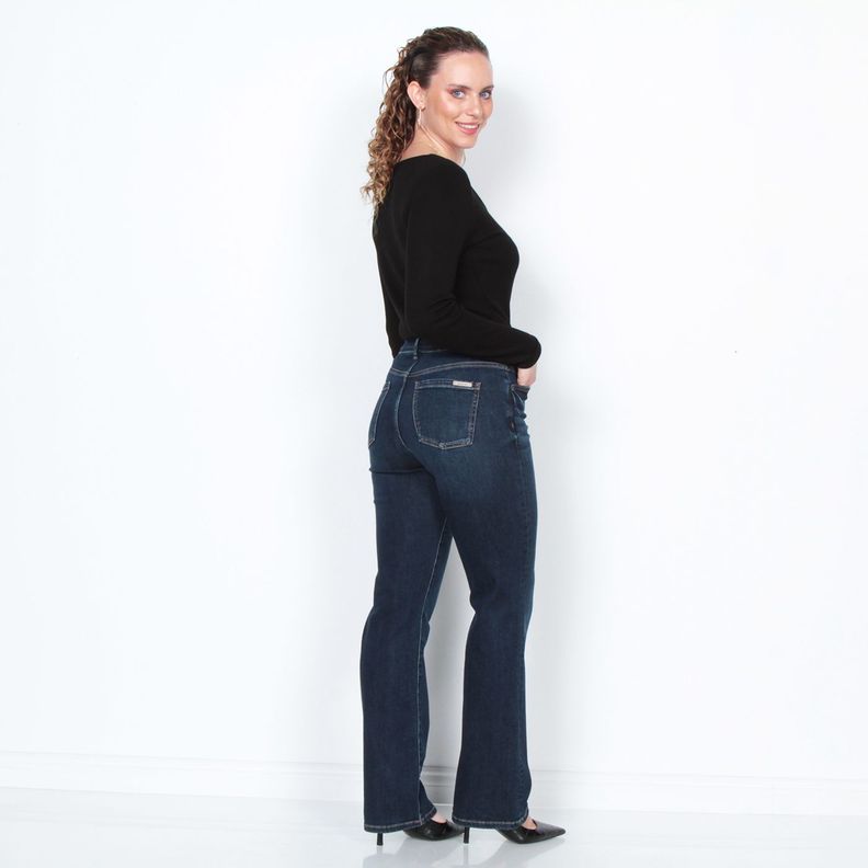 Jeans Tiro Alto 1 Boton Pretina Basica Recto-7