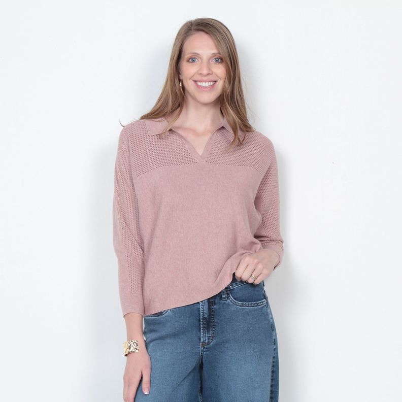 Sweater Manga 3/4 Solido Escote V-0