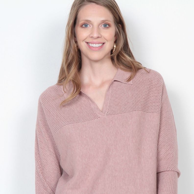 Sweater Manga 3/4 Solido Escote V-1
