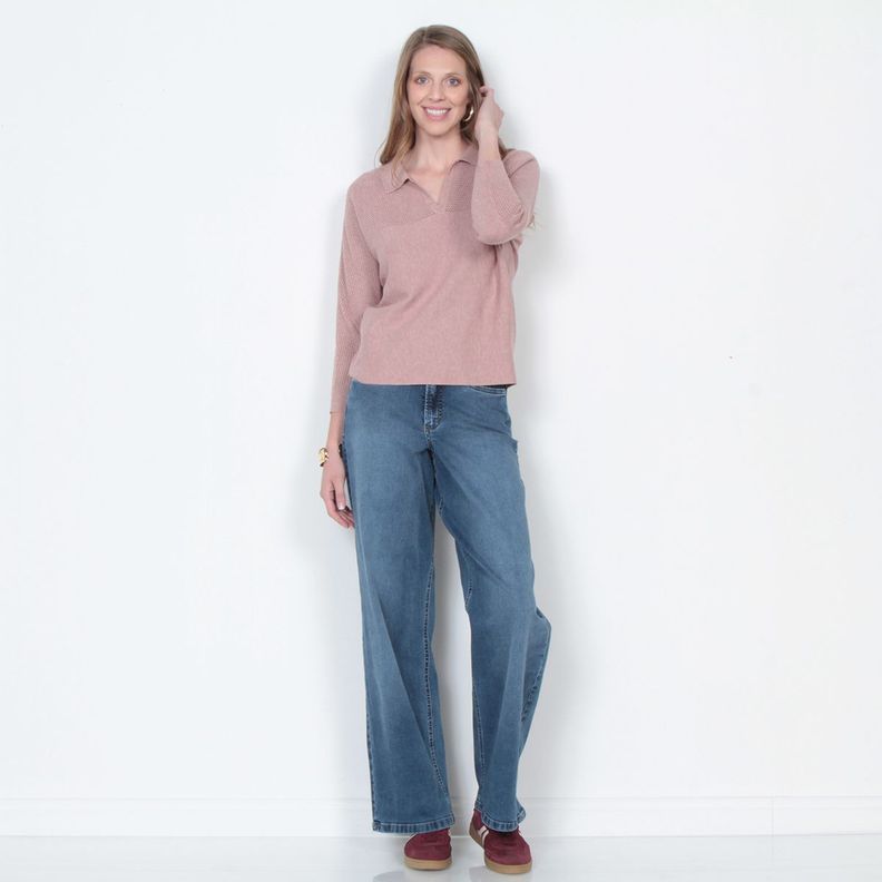 Sweater Manga 3/4 Solido Escote V-3