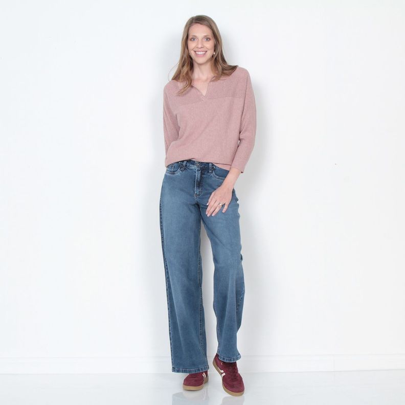 Sweater Manga 3/4 Solido Escote V-4