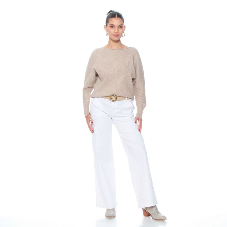 Sweater Manga Larga Amplio Solido-4