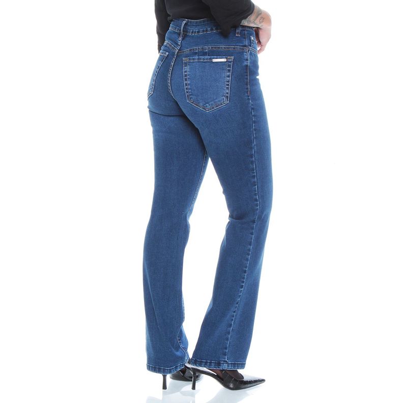 Jeans Boot Cut Tiro Alto Pretina Basica Un Boton Push In Push Up-4
