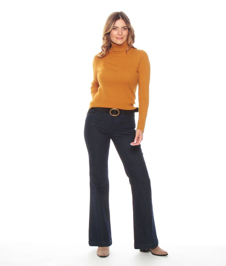 Sweater Manga Larga Con Cuello Alto Solido-2