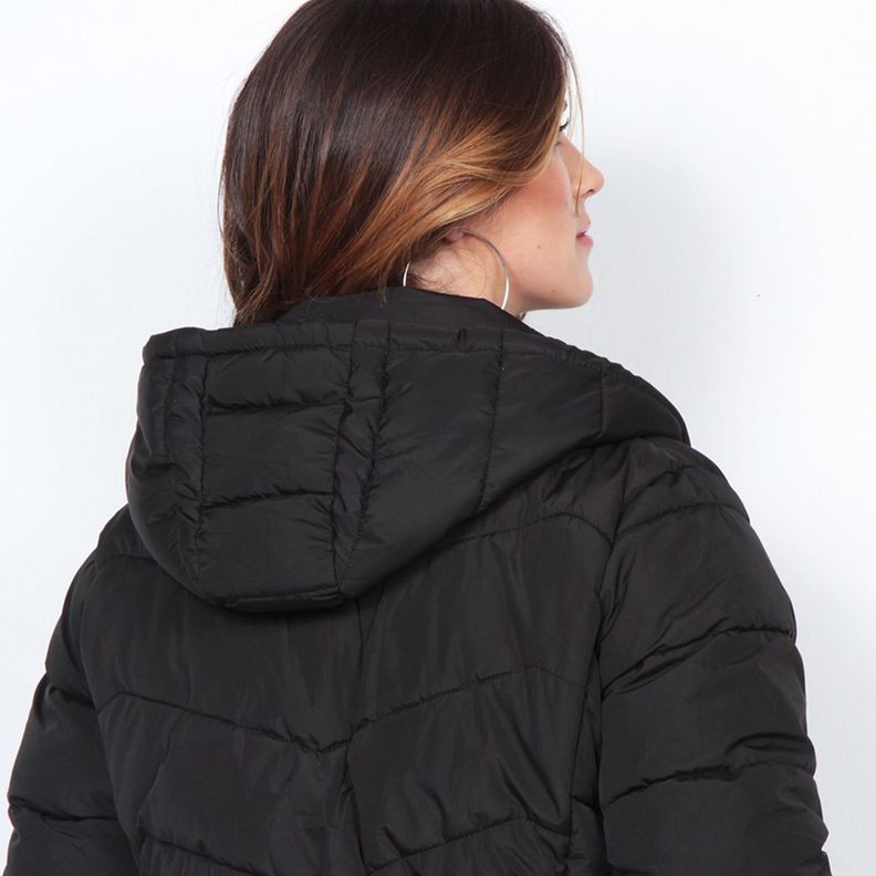 Parka Manga Larga Solido Con Capucha-1