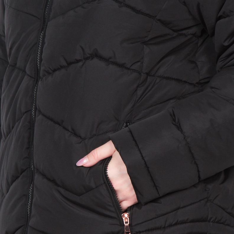 Parka Manga Larga Solido Con Capucha-3