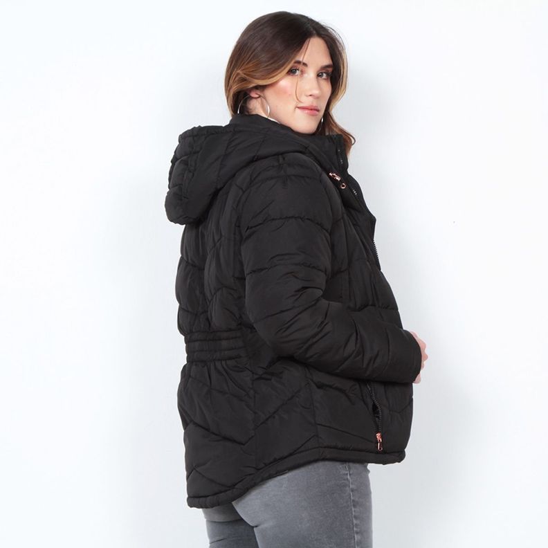 Parka Manga Larga Solido Con Capucha-8