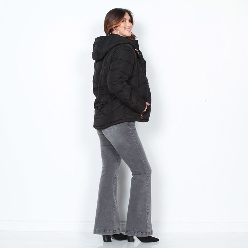 Parka Manga Larga Solido Con Capucha-9