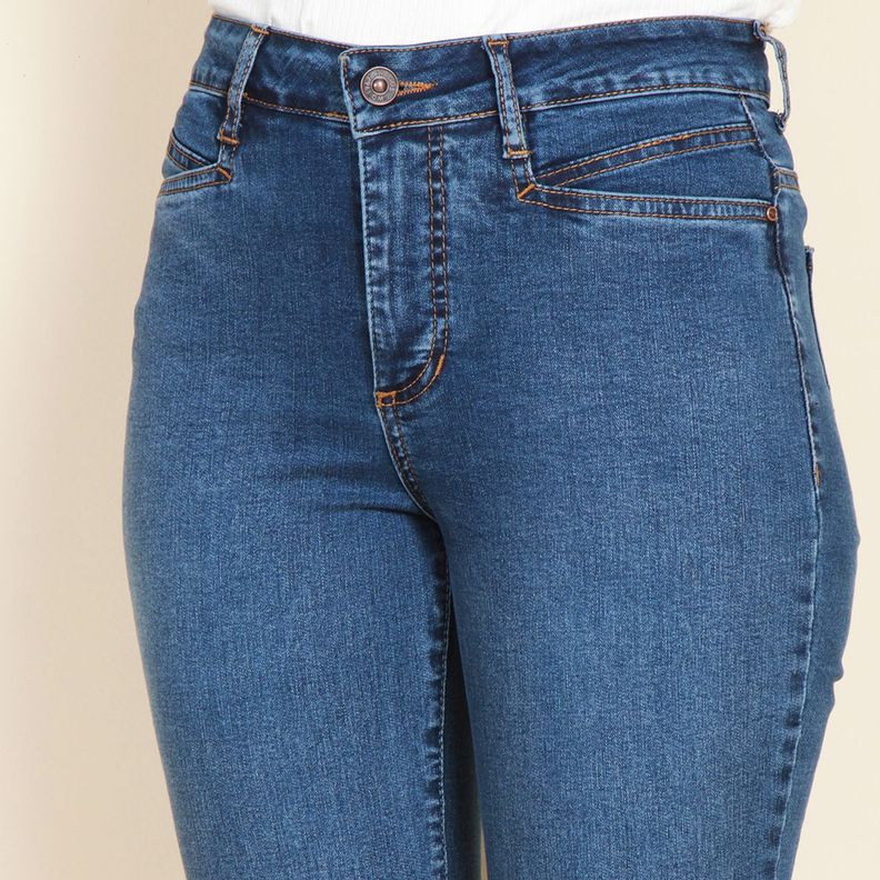 Jeans Clasico Recto Tiro Alto Pretina Basica Con Un Boton-4