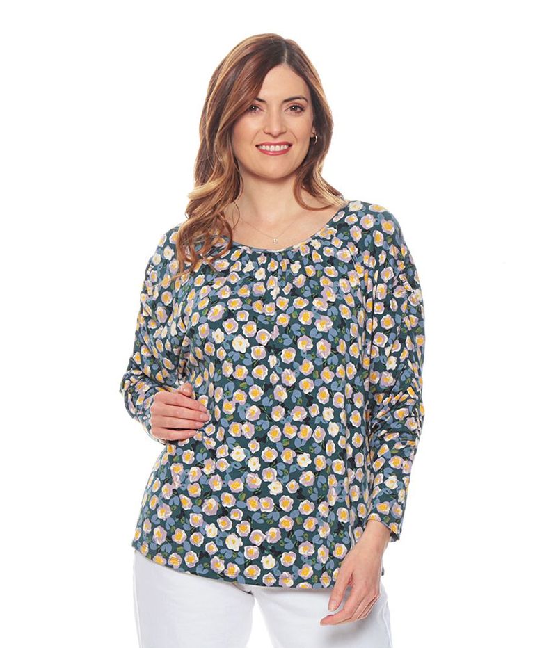 Polera Manga Larga Estampada Escote Redondo-0