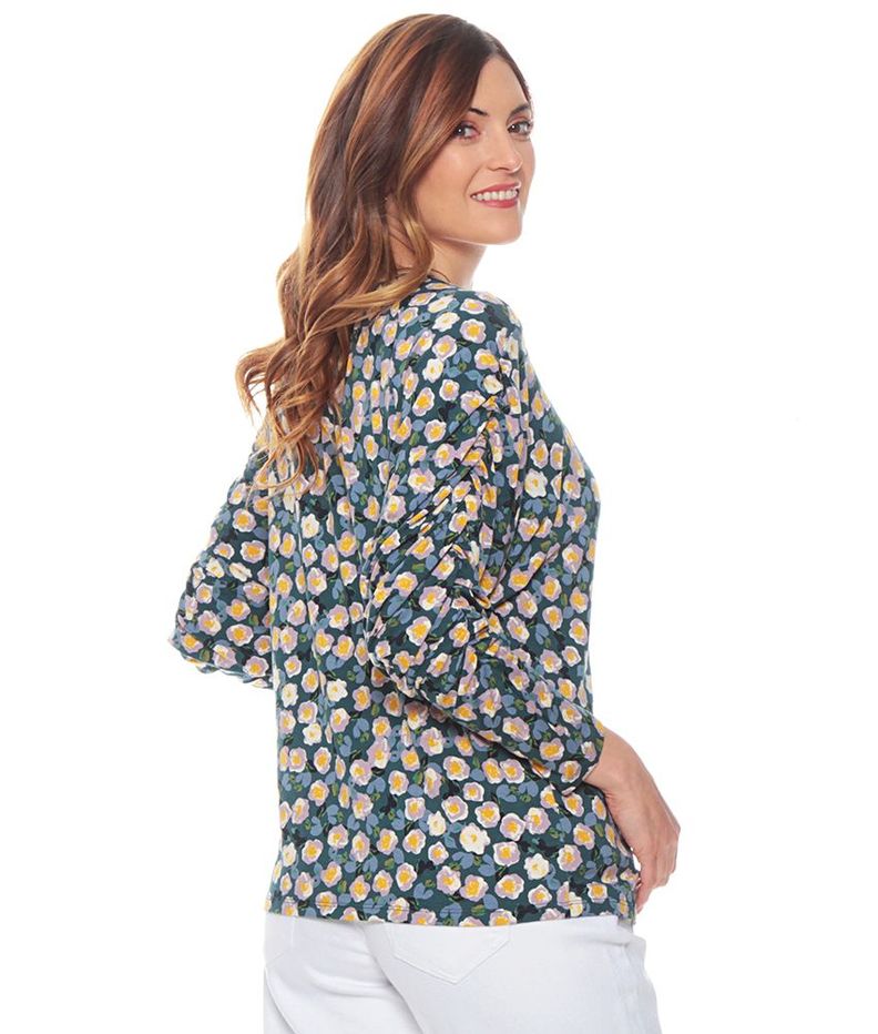 Polera Manga Larga Estampada Escote Redondo-1