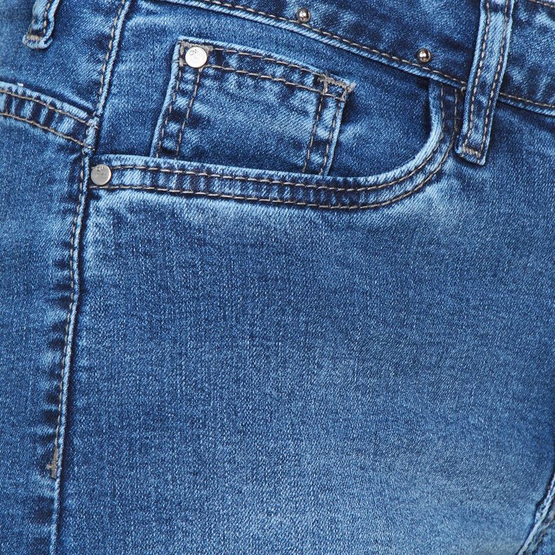 Jeans Recto Tiro Alto Pretina 1 Boton Push Up Cinturon Denim-3