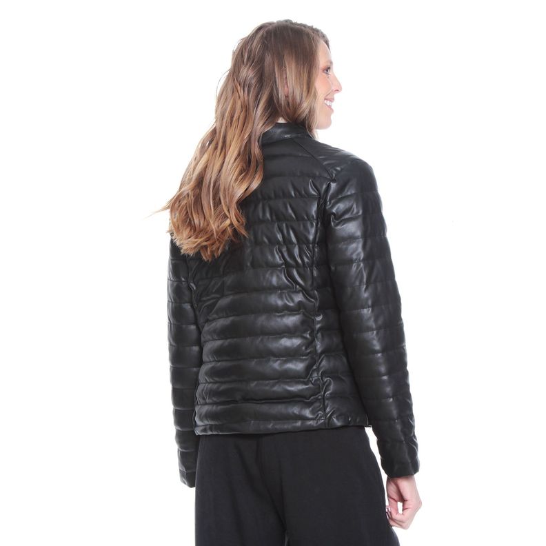 Chaqueta Manga Larga Cuero Ecologico Con Cuellomao-2