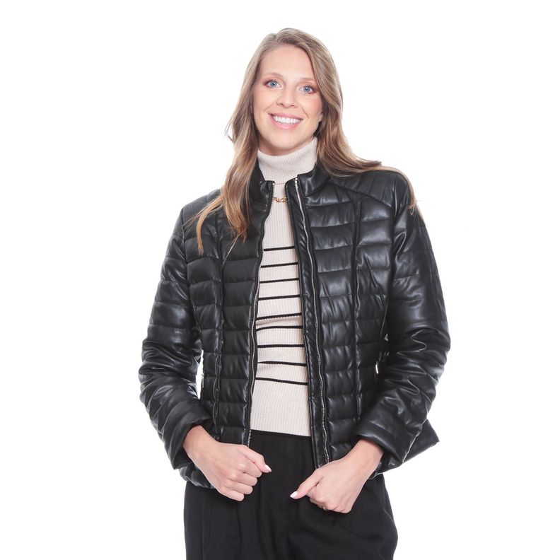 Chaqueta Manga Larga Cuero Ecologico Con Cuellomao-4