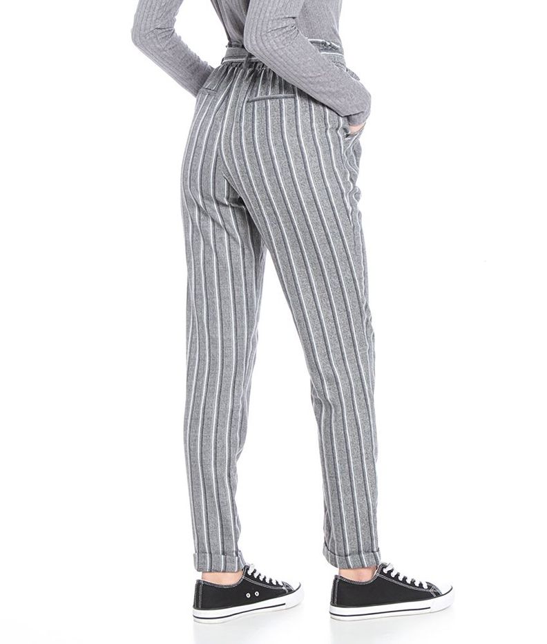 Pantalon Listado Con Bolsillos Con Pretina Elasticada Y Lazo-2
