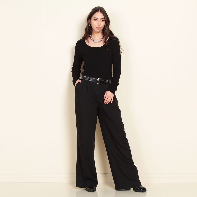 Pantalon Tiro Alto Denim Con Pinzas-3