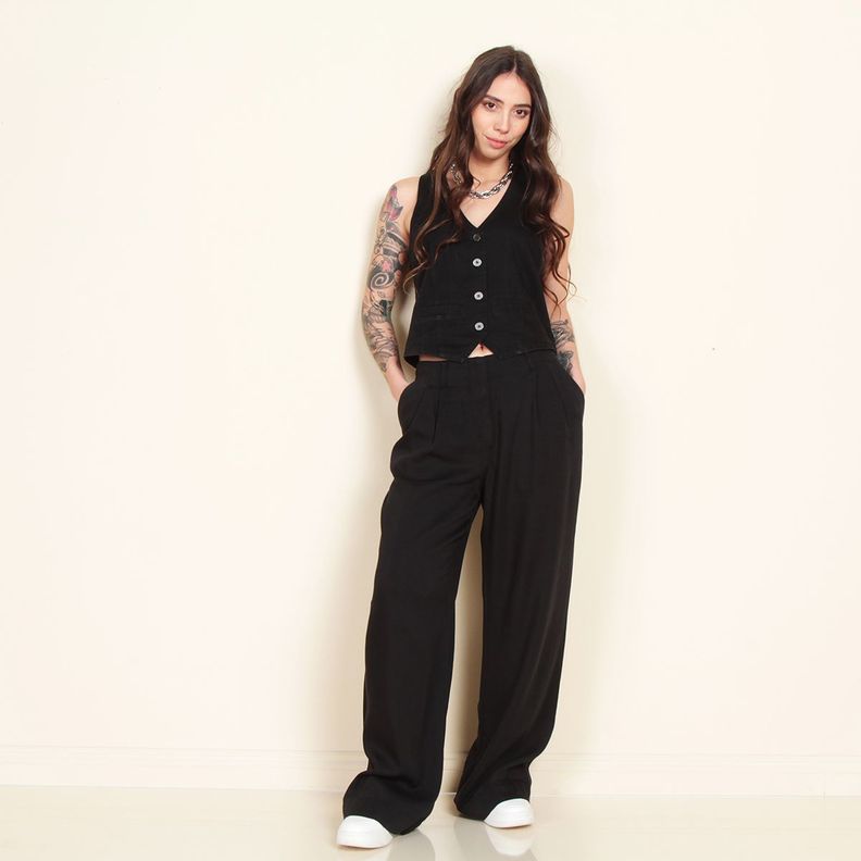 Pantalon Tiro Alto Denim Con Pinzas-7