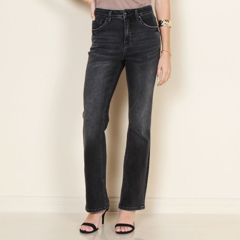 Jeans Recto Tiro Alto 1 Boton Pretina Basica-0