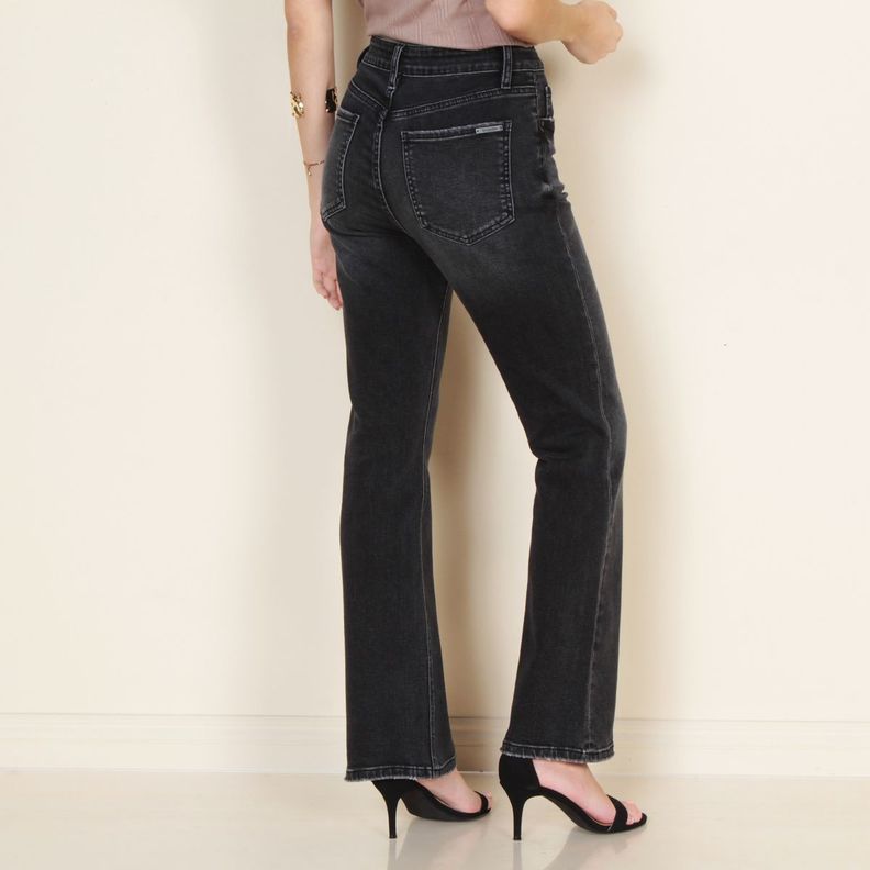 Jeans Recto Tiro Alto 1 Boton Pretina Basica-1