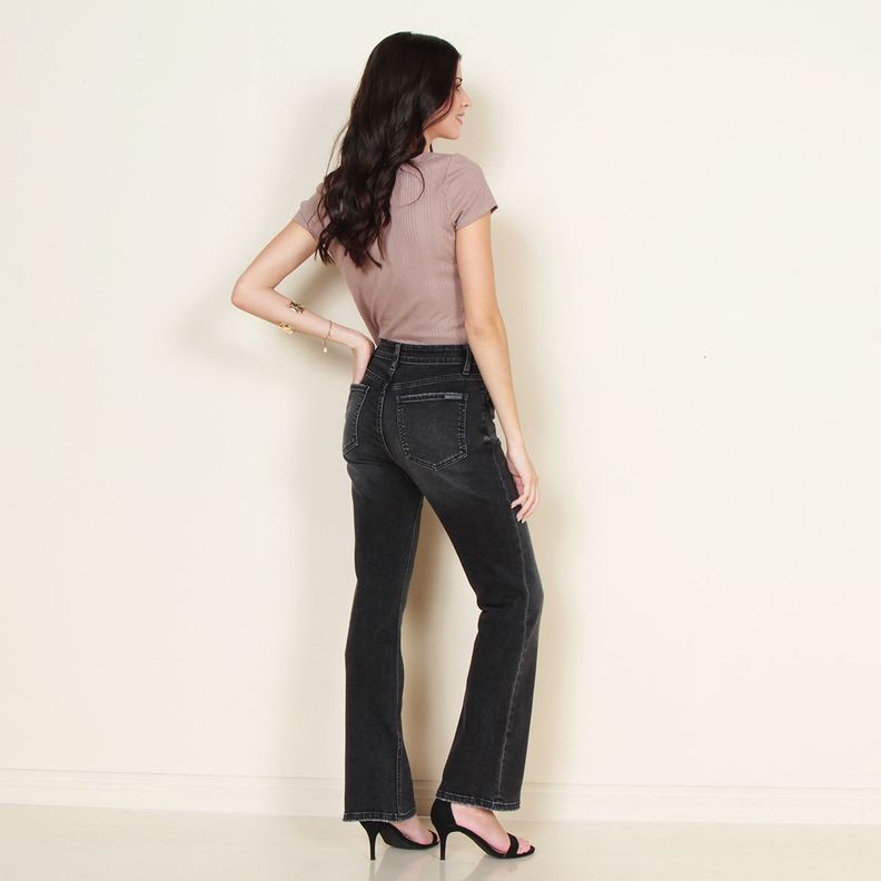 Jeans Recto Tiro Alto 1 Boton Pretina Basica-6