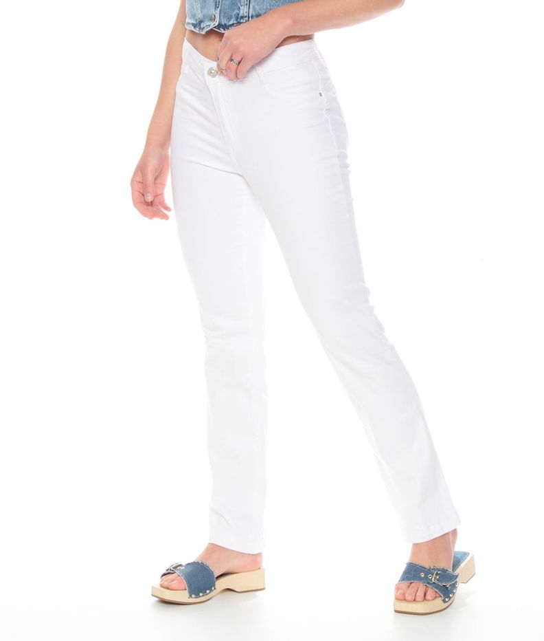 Jeans Recto Tiro Alto Push In Push Up Pretina Basica Con Un Boton-1