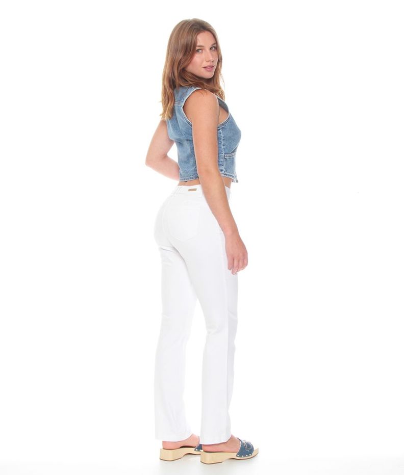 Jeans Recto Tiro Alto Push In Push Up Pretina Basica Con Un Boton-4