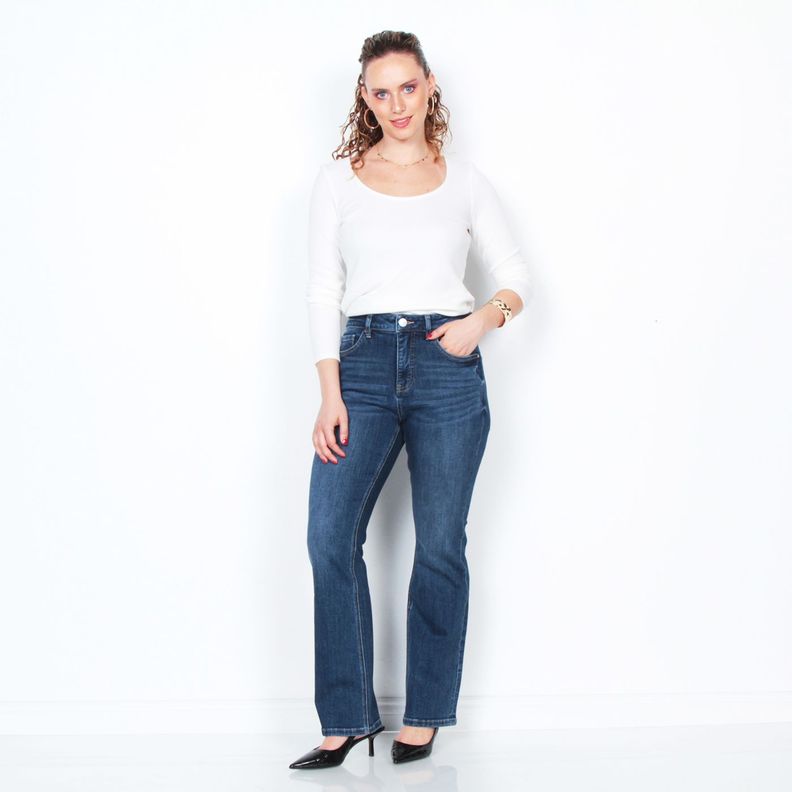 Jeans Recto Pretina Basica 1 Boton  Tiro Alto-4