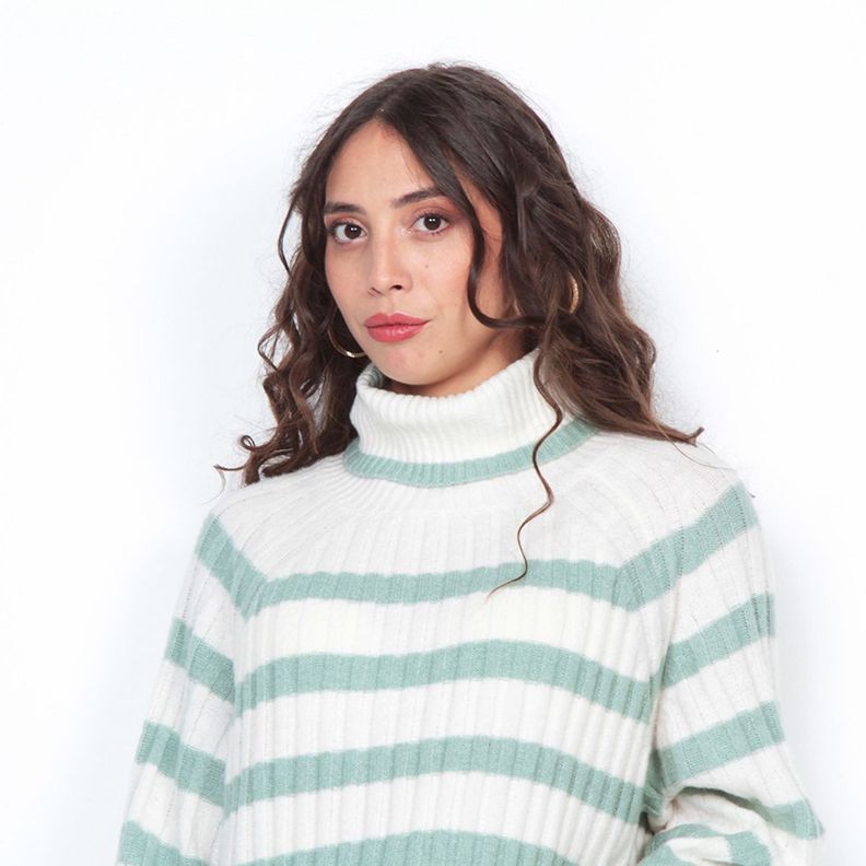 Sweater Listado Manga Larga Cuello Alto-2