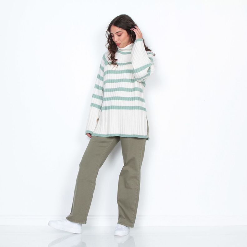 Sweater Listado Manga Larga Cuello Alto-3