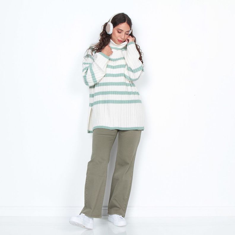 Sweater Listado Manga Larga Cuello Alto-4