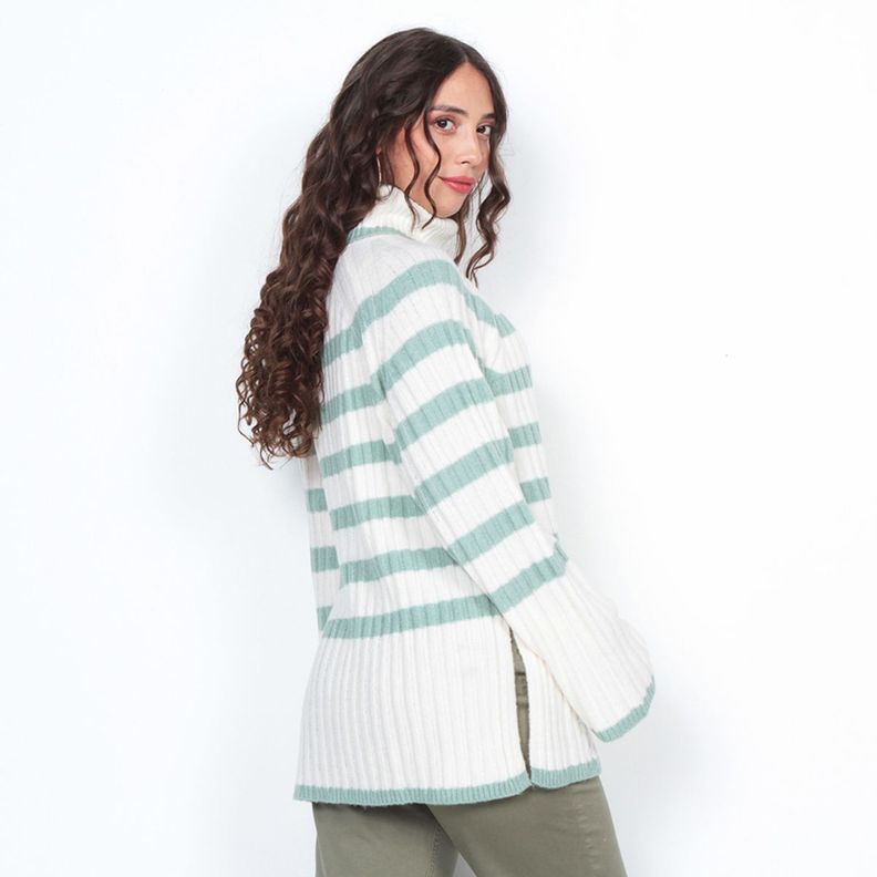 Sweater Listado Manga Larga Cuello Alto-6