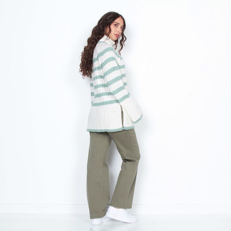 Sweater Listado Manga Larga Cuello Alto-7