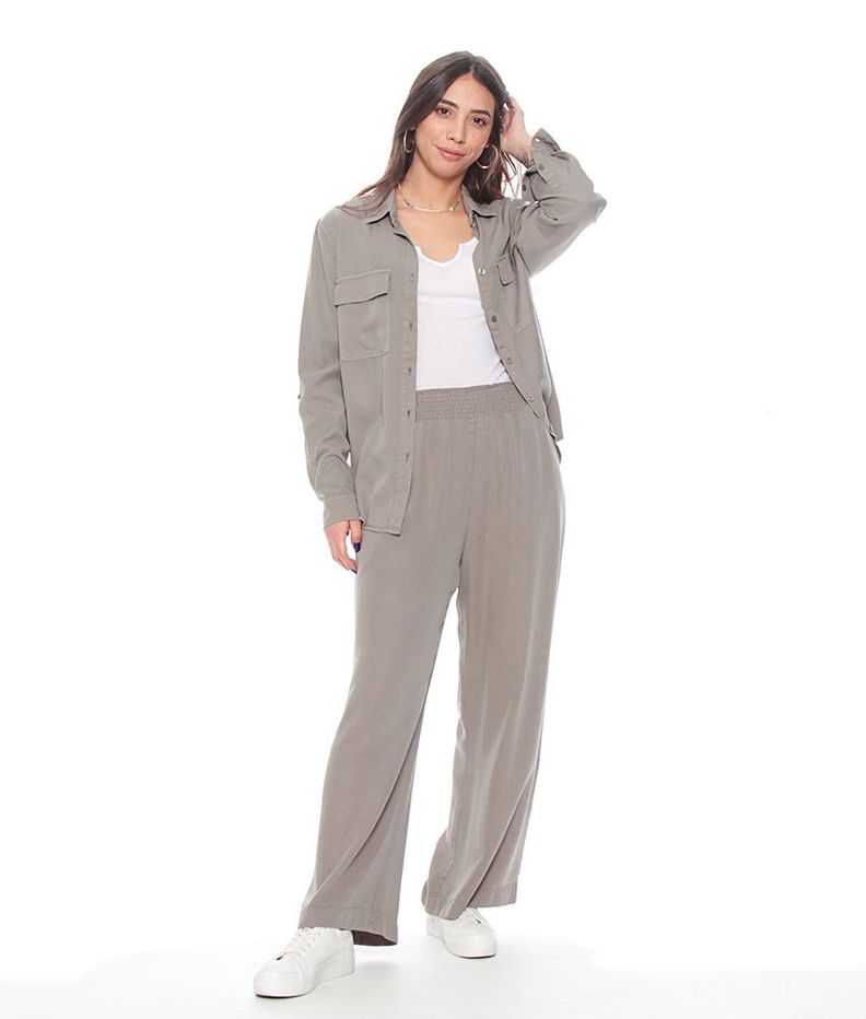 Pantalon Pretina Elasticada Con Bolsillos-3