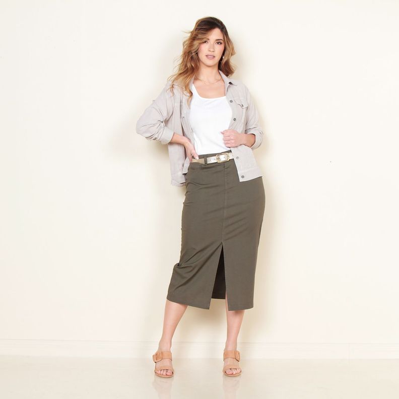 Falda Cargo Solido Pretina Basica 1 Boton-6