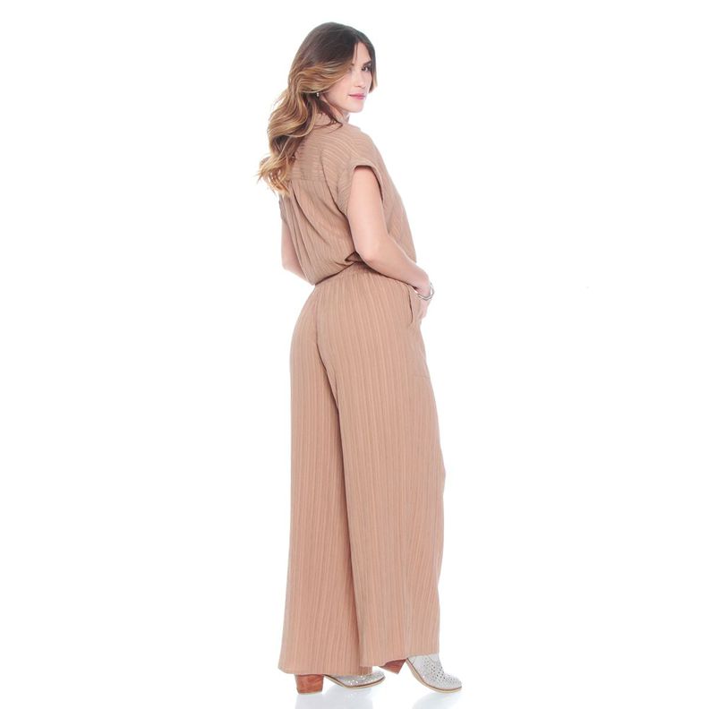 Pantalon Wide Leg Tiro Alto Pretina Basica Elasticada-5