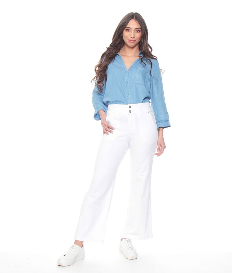 Pantalon Crop Cargo Tiro Alto Pretina Media 2 Botones-5