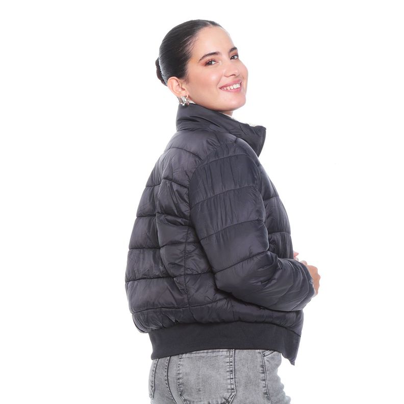 Parka Manga Larga Con Piel En Capucha Bolsillos Con Cierres-9